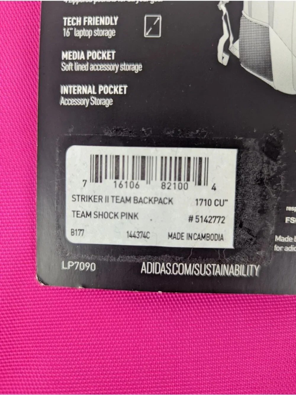 adidas Striker II Team Backpack  Shock Hot Pink  Striker 2 NEW With Tags